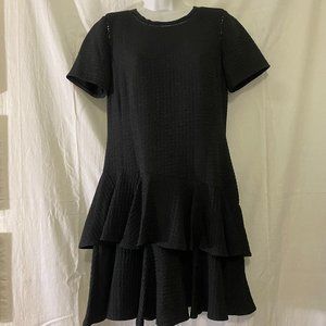 Tiered Textured Fancy Short Black Formal Dress